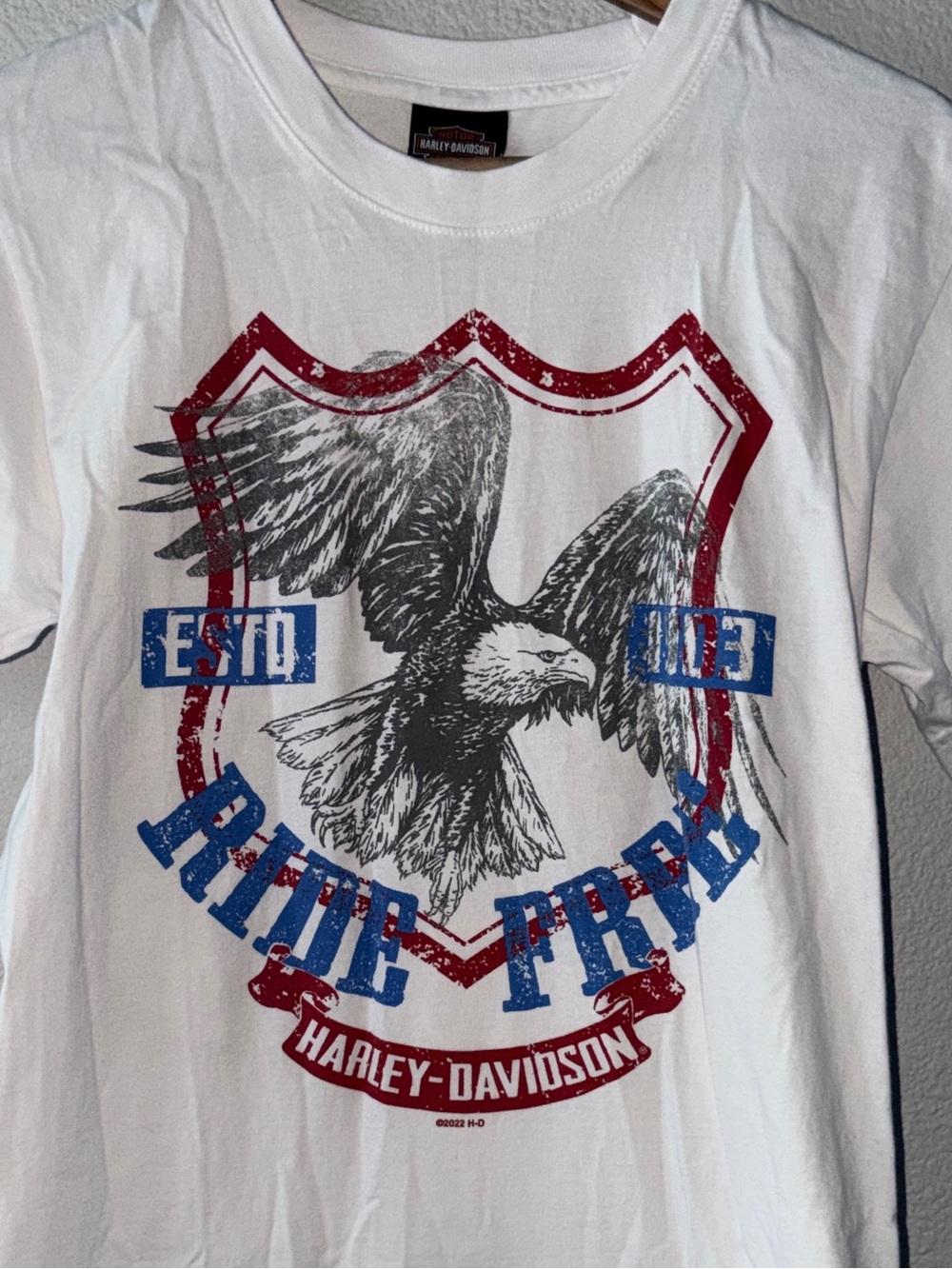 Harley-Davidson Ride Free Eagle Graphic T-Shirt Stafford Texas white
